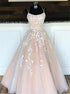 Criss Cross Spaghetti Tulle Ball Gown Appliques Prom Dress LBQ3692